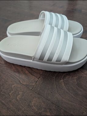 Adidas Women’s White Slide Sandals - Platform Comfort